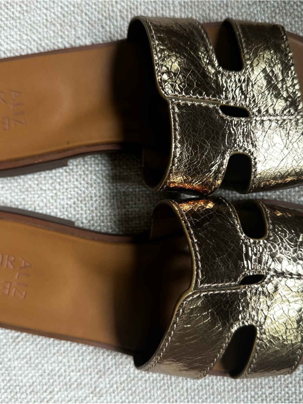 Naturalizer Metallic Gold Slide Sandals